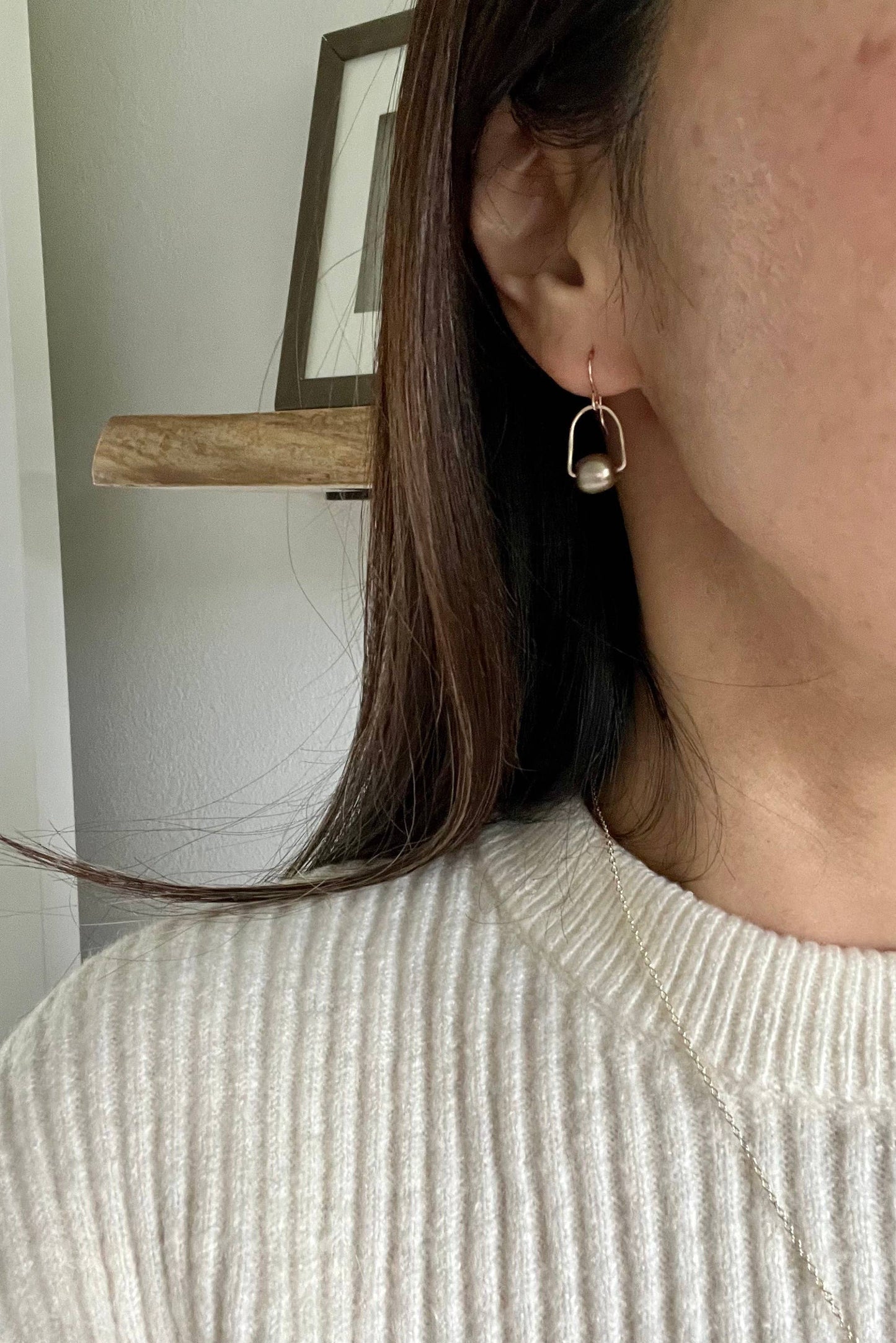 Chocolate Pearl Drop Earrings: 14k Gold