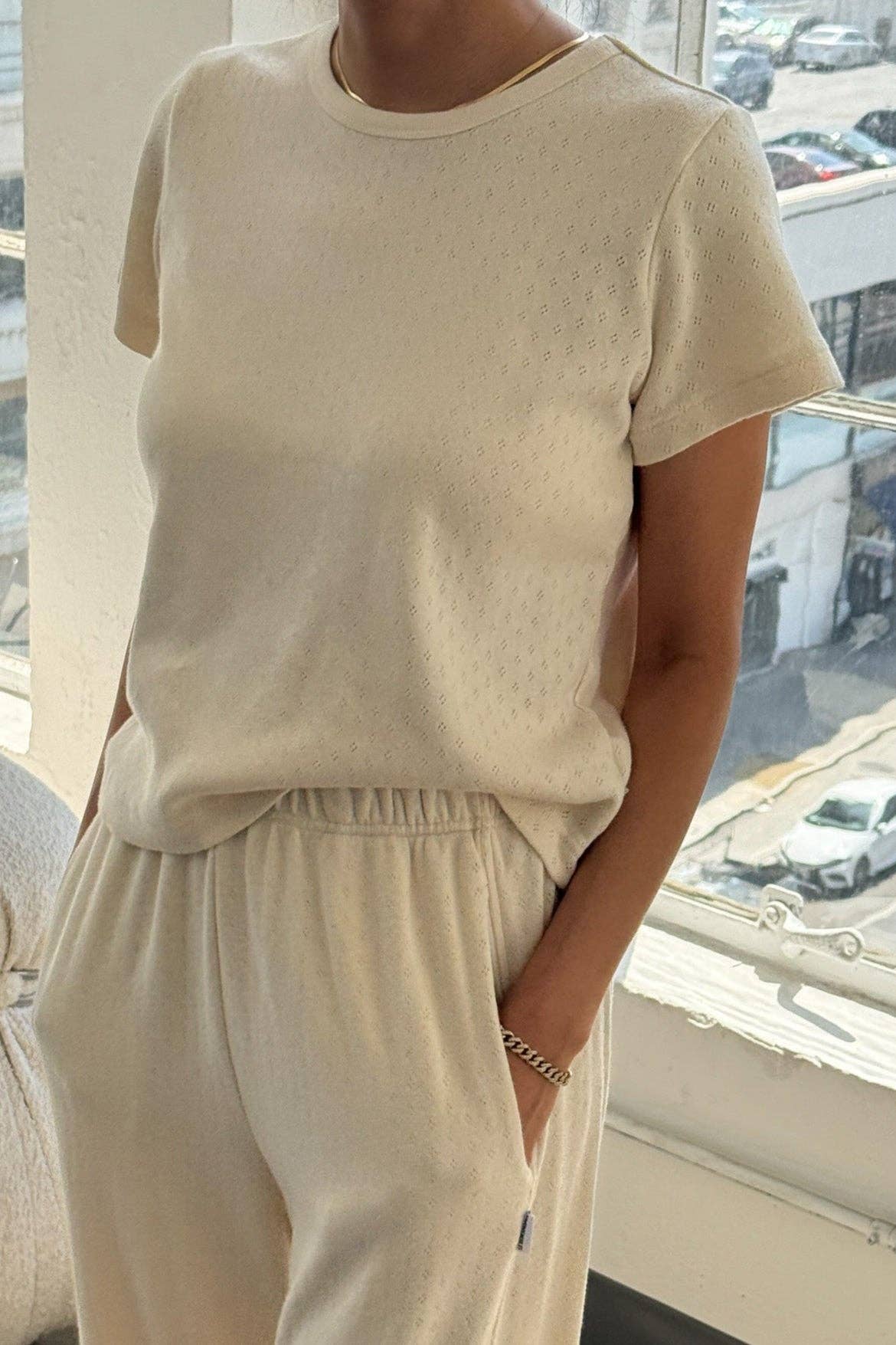 Rose Pointelle T Shirt