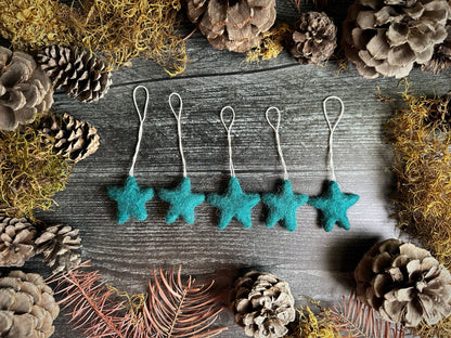 Felted Wool Star Ornament: Snowberry White