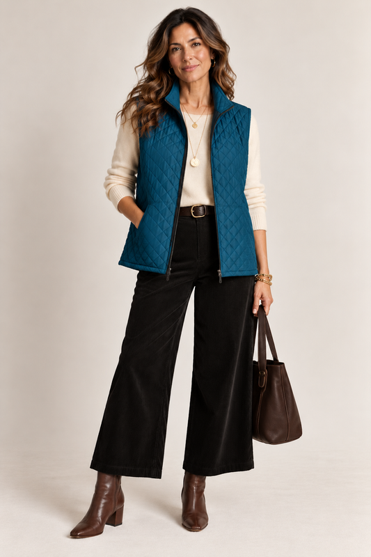 Quilted Vest Peacock