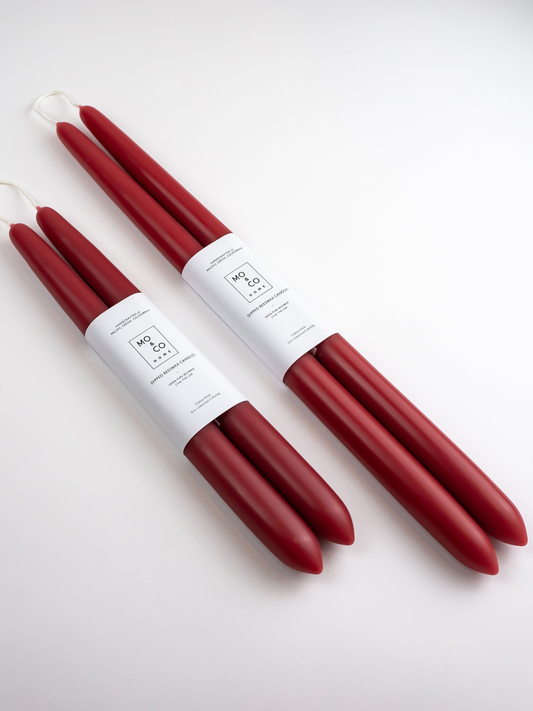 Berry Red | Dipped Beeswax Taper Candles | All Natural: 10 Inch