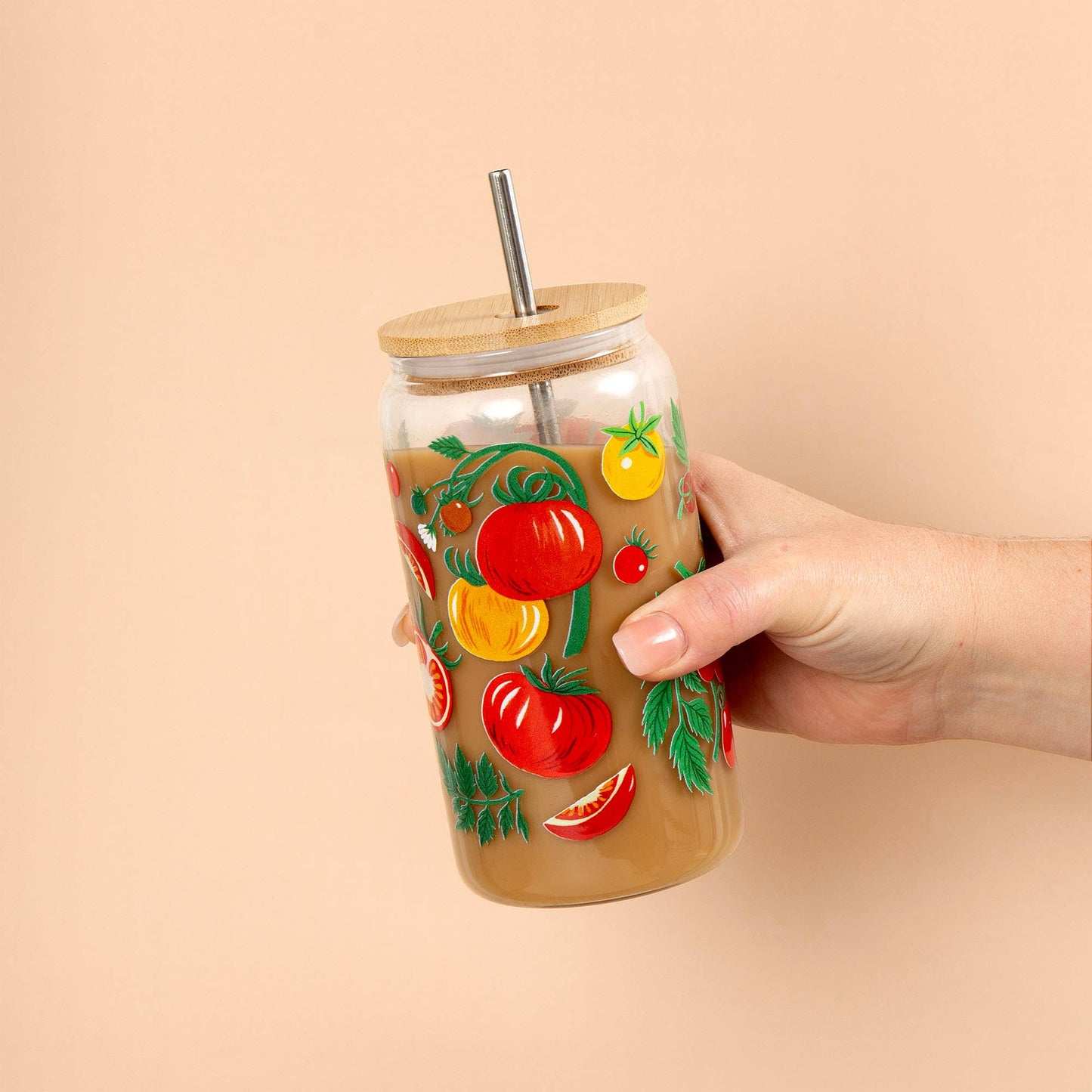 Tomato Vine Glass Can with Lid