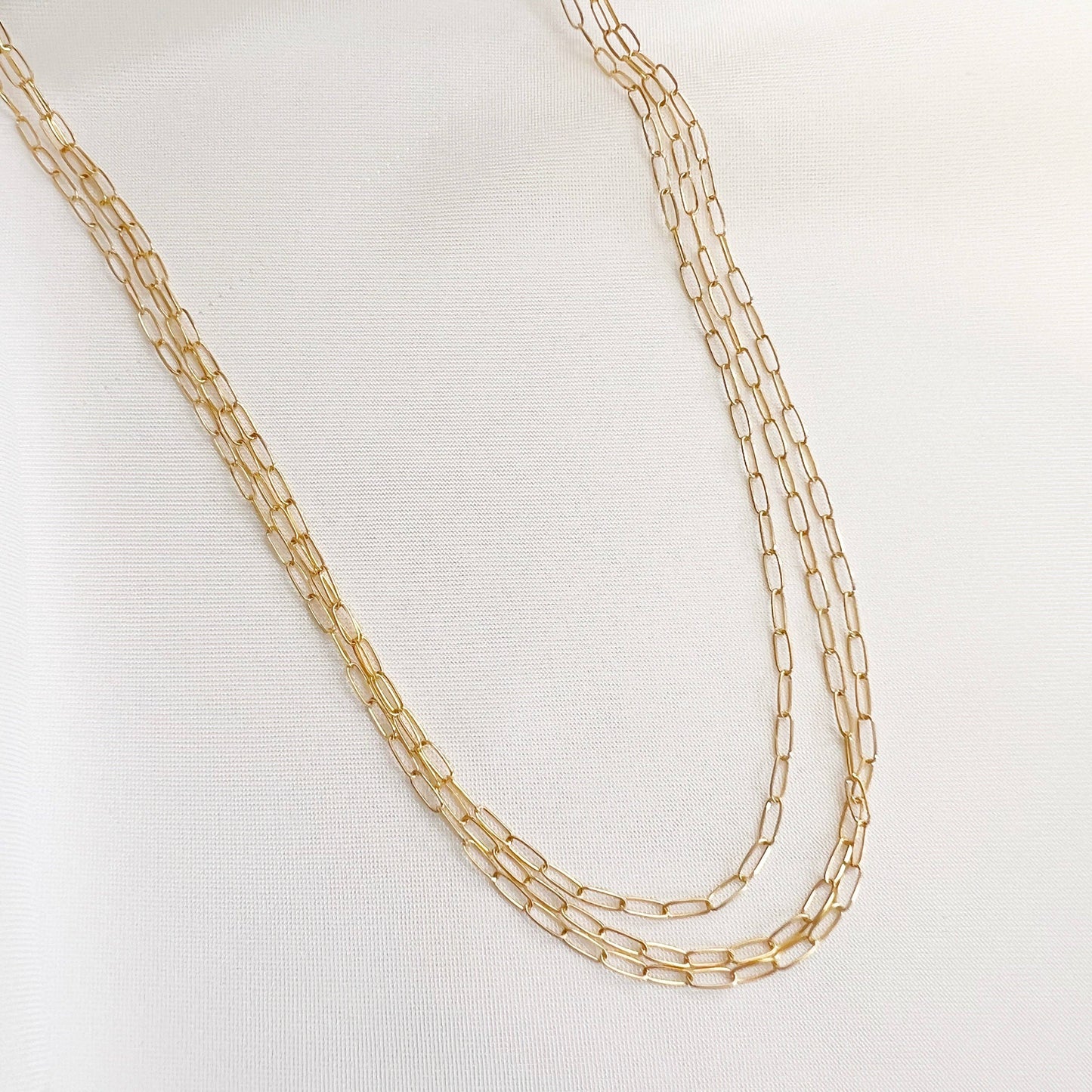 Dainty Paperclip Layering Chain Necklace Gold Filled