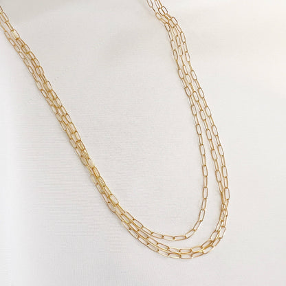 Dainty Paperclip Layering Chain Necklace Gold Filled