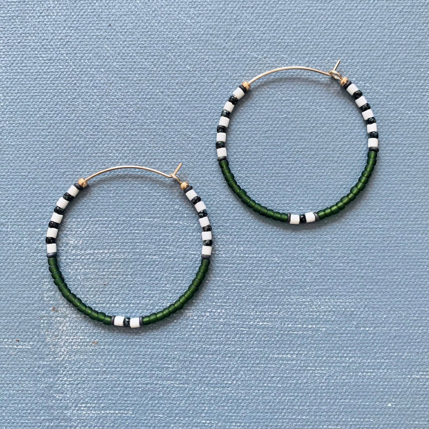 Beaded Hoop in Emerald
