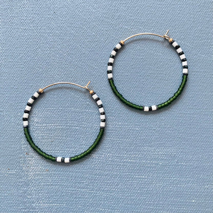 Beaded Hoop in Emerald
