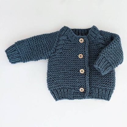 Slate Garter Stitch Baby Cardigan Sweater