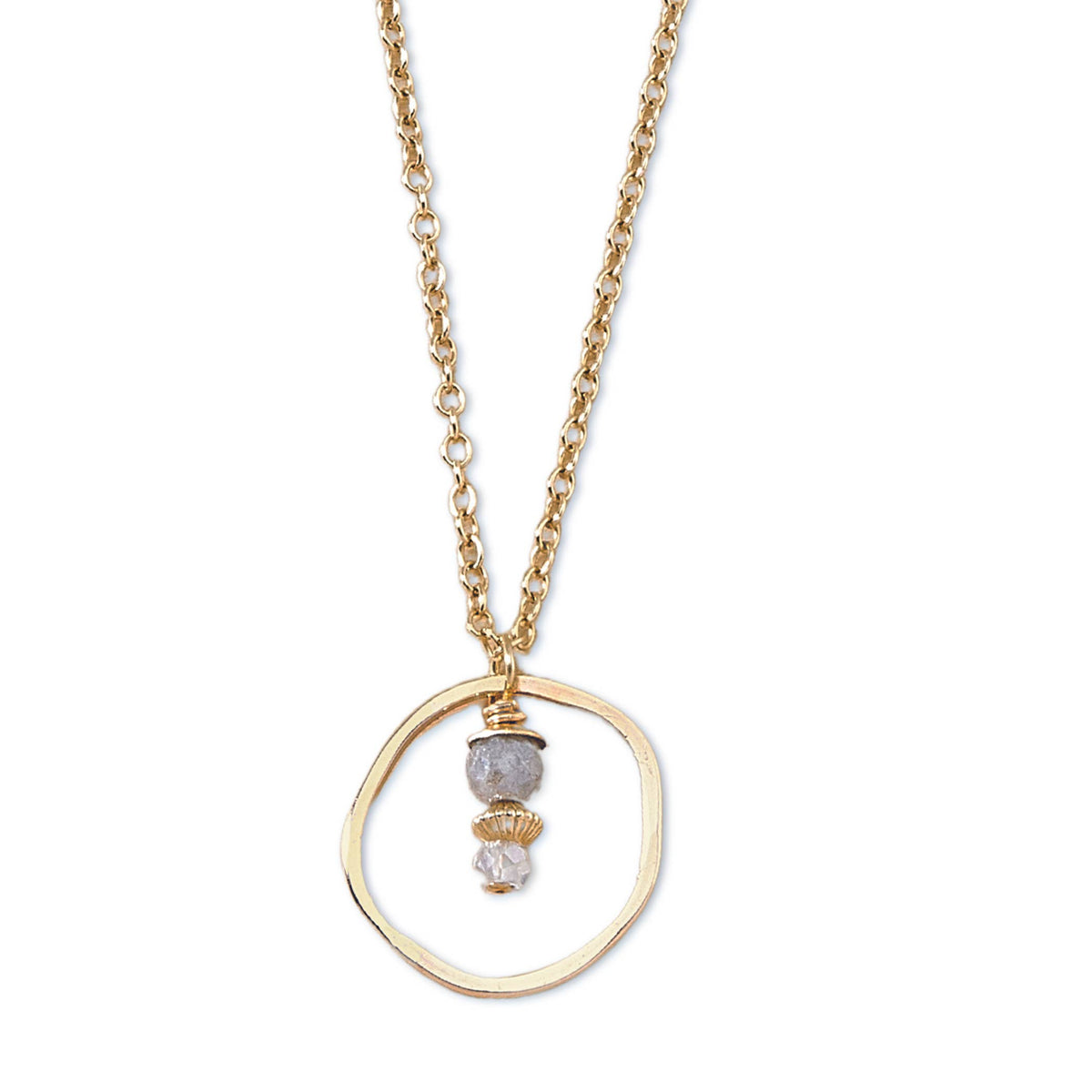 Dusky Coast Necklace - Grey Mystic Quartz and Moonstone