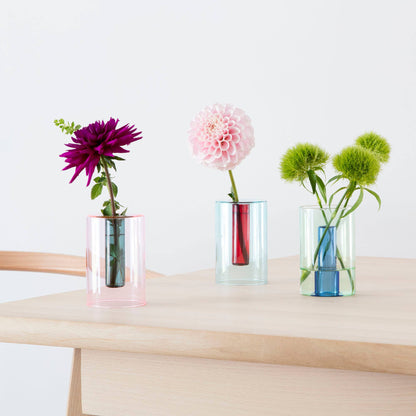 Reversible Glass Vase - Small: Blue/Yellow