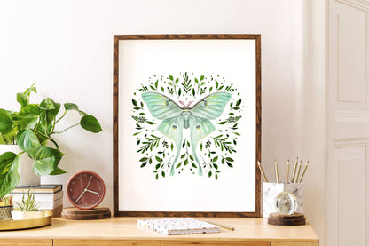 Luna Moth Watercolor Artwork Print