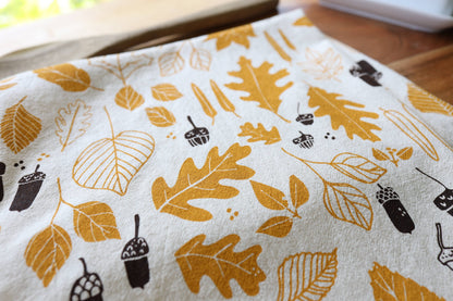 Autumn Leaves & Acorns Tea Towel