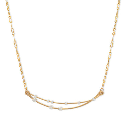 Crescent Curved Bars Gold & Silver Handmade Necklace STARS: Sterling Silver / 18"