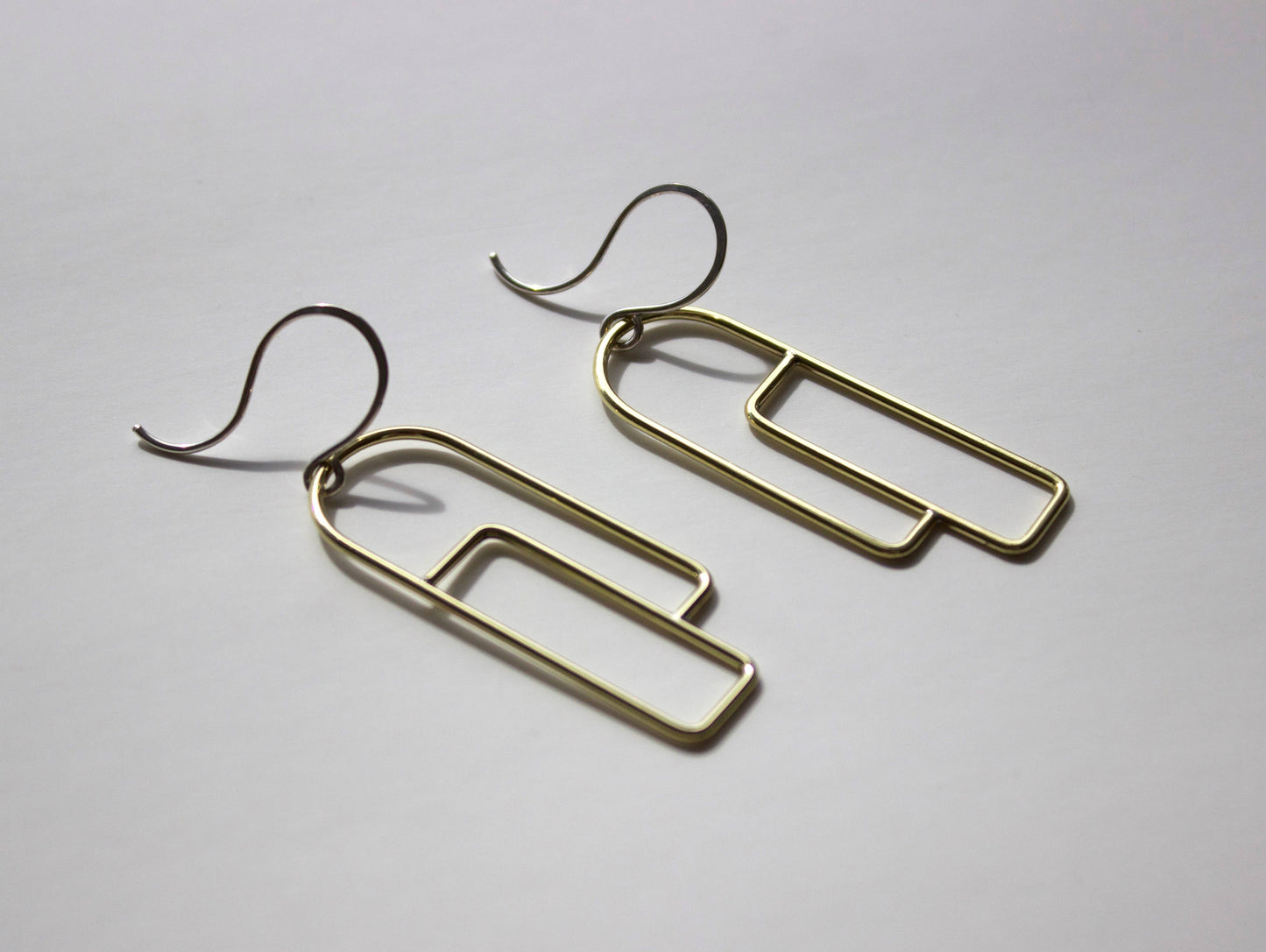 Long Profile Earrings: Brass Pendants