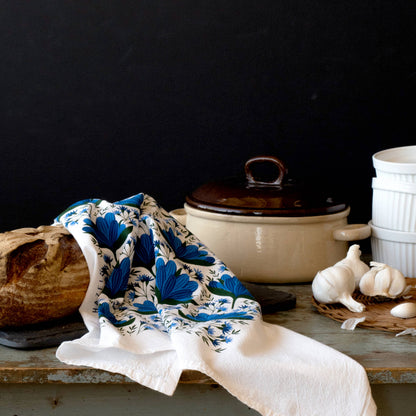 Blue Flowers Tea Towel