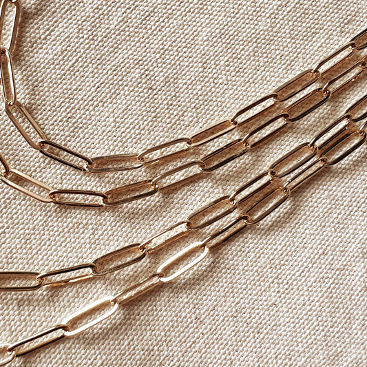 18k Gold Filled Paperclip Necklace 16"
