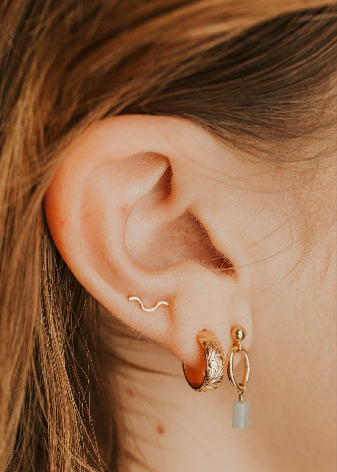 Tiny Wave Ear Climbers 14kt Gold Fill