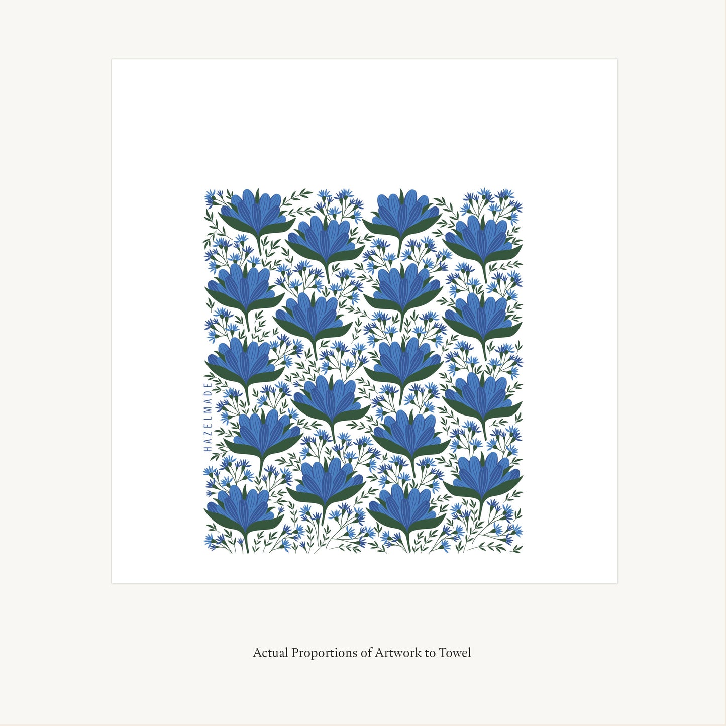 Blue Flowers Tea Towel