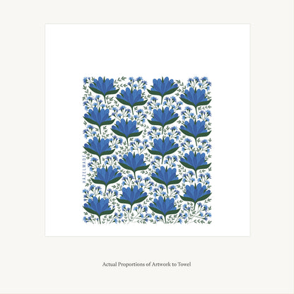 Blue Flowers Tea Towel