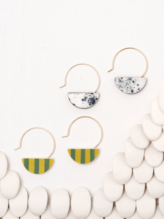Little Slice Hoops Gold / Ink Splatter