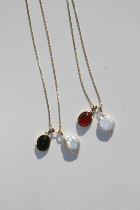 Carnelian and Pearl Necklace