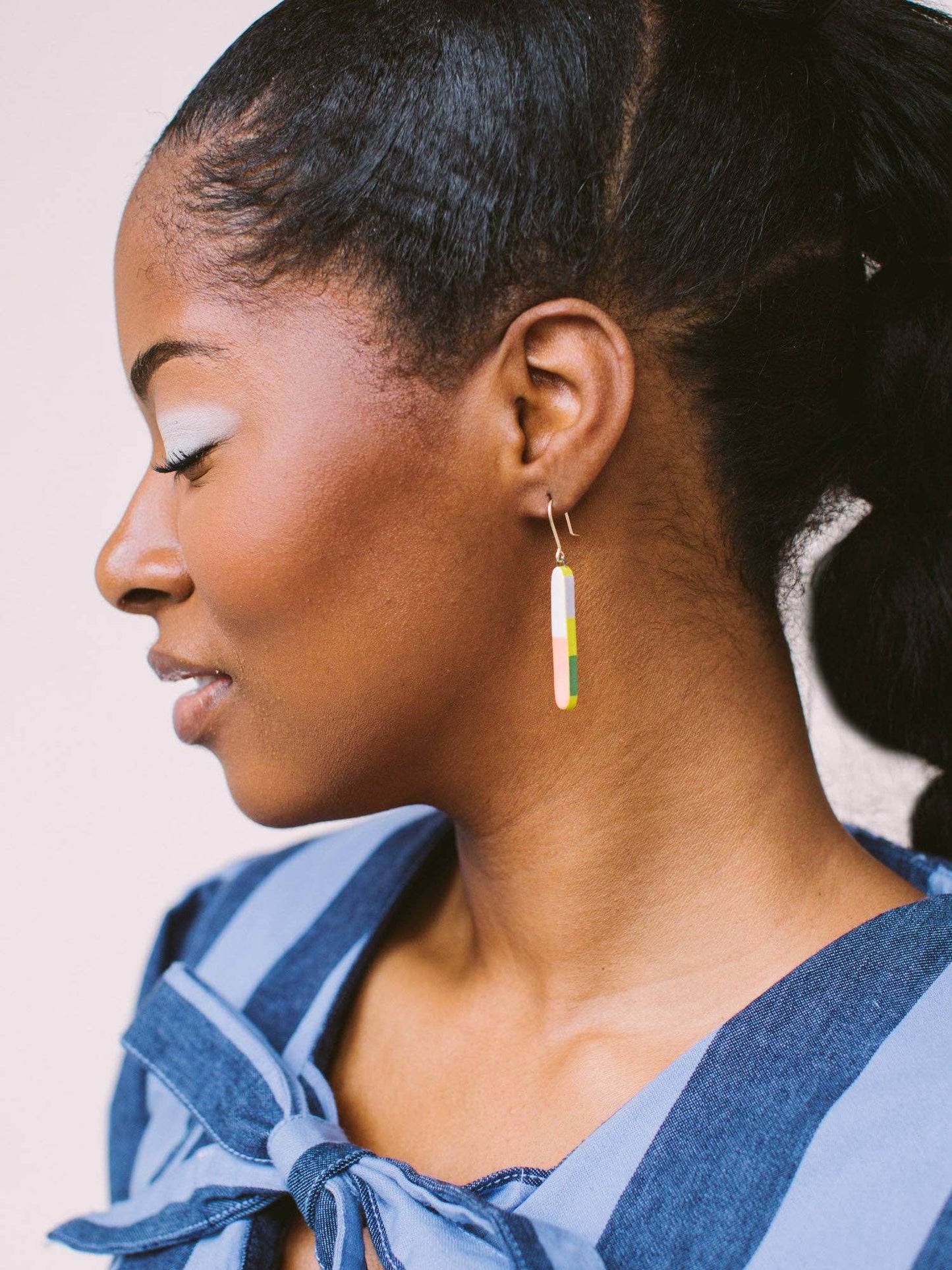 Skinny Dip Earrings: Gold / Blue Watercolor