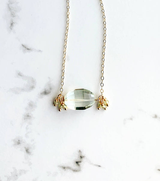 Green Amethyst Necklace GF 17”