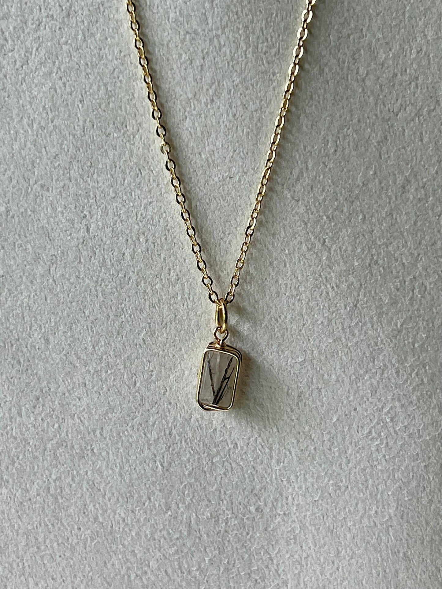 Gold Dainty Rutilated Quartz Necklace: 18 inch