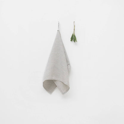 Grey Blue Pinstripe Linen Towel