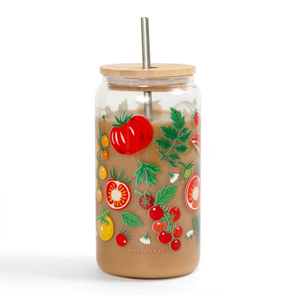 Tomato Vine Glass Can with Lid