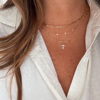 Kamryn Dapped Sequin Necklace Gold Filled: 16”