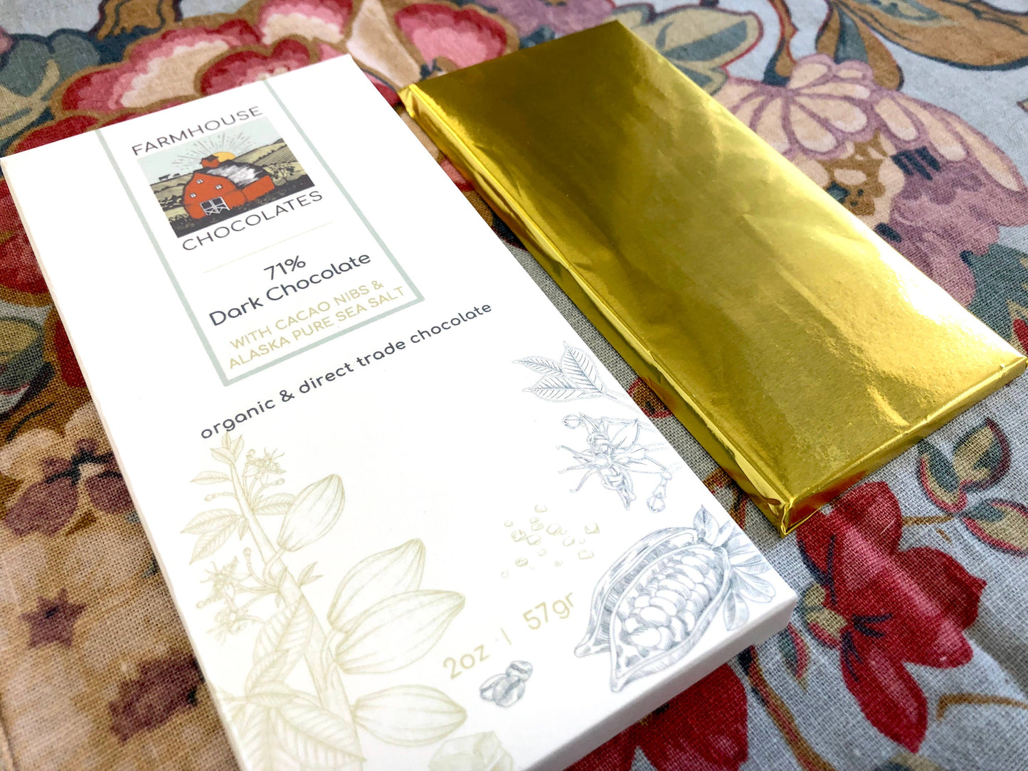 71% Organic Chocolate Bar w/ Cacao Nibs & Alaskan Sea Salt