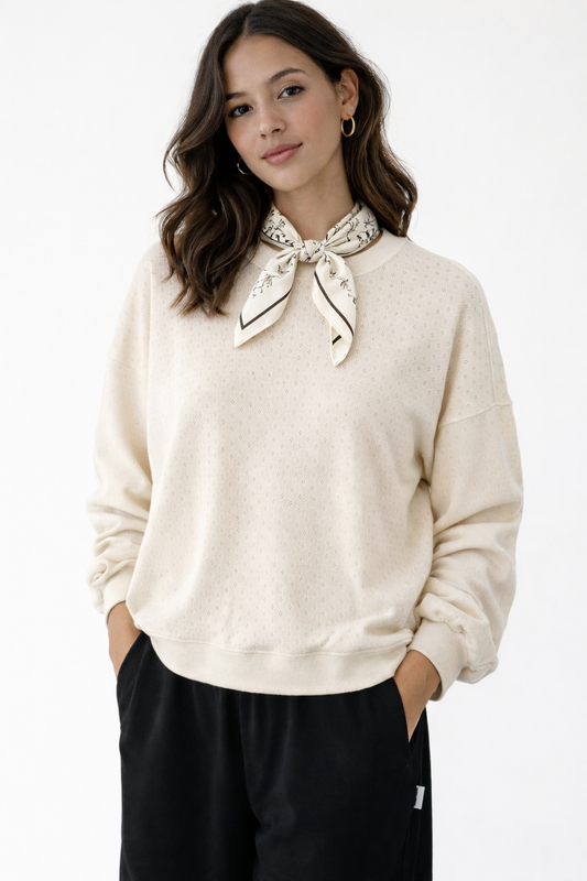 Almond Pointelle Sweatshirt