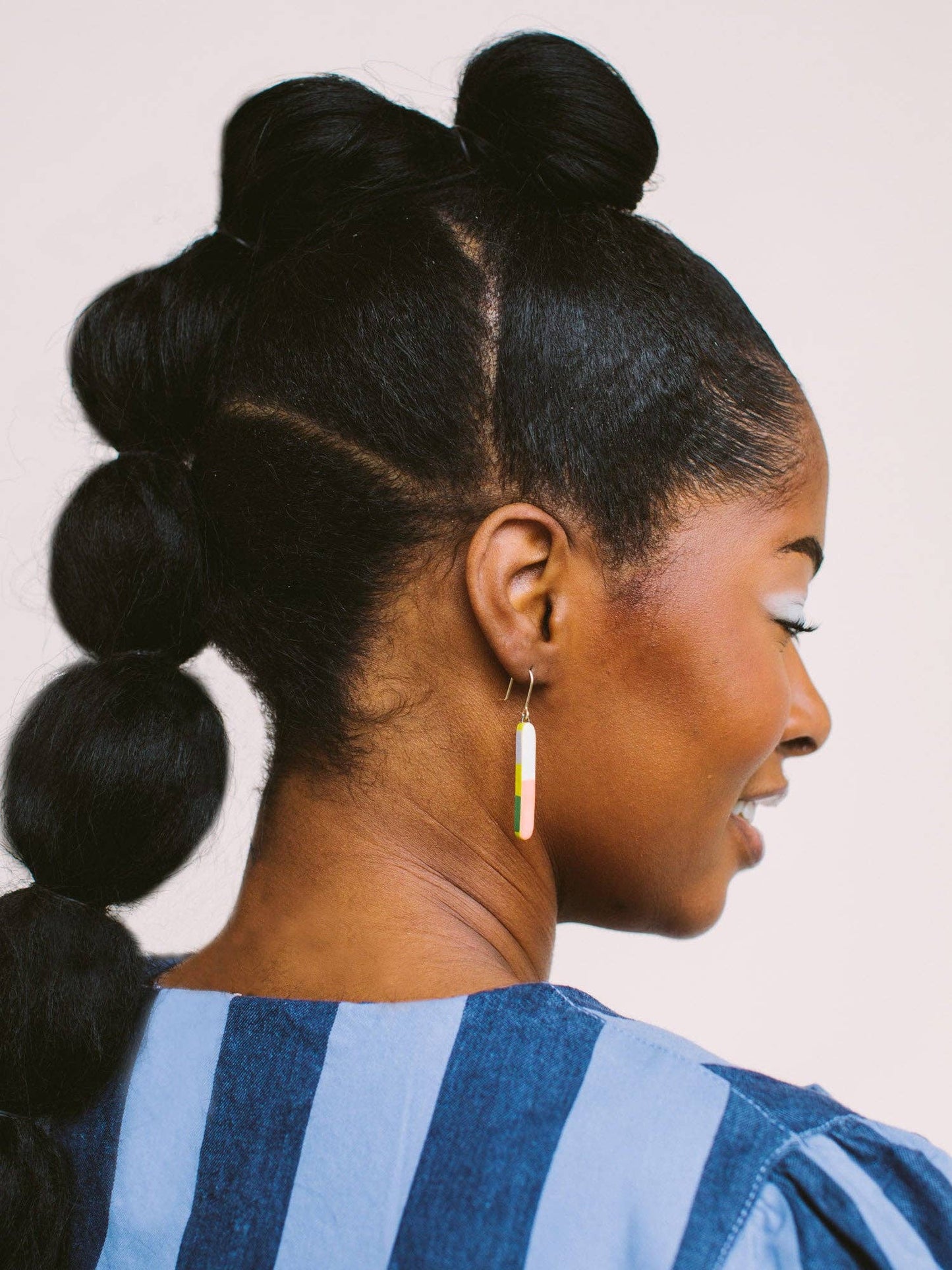 Skinny Dip Earrings: Gold / Blue Watercolor