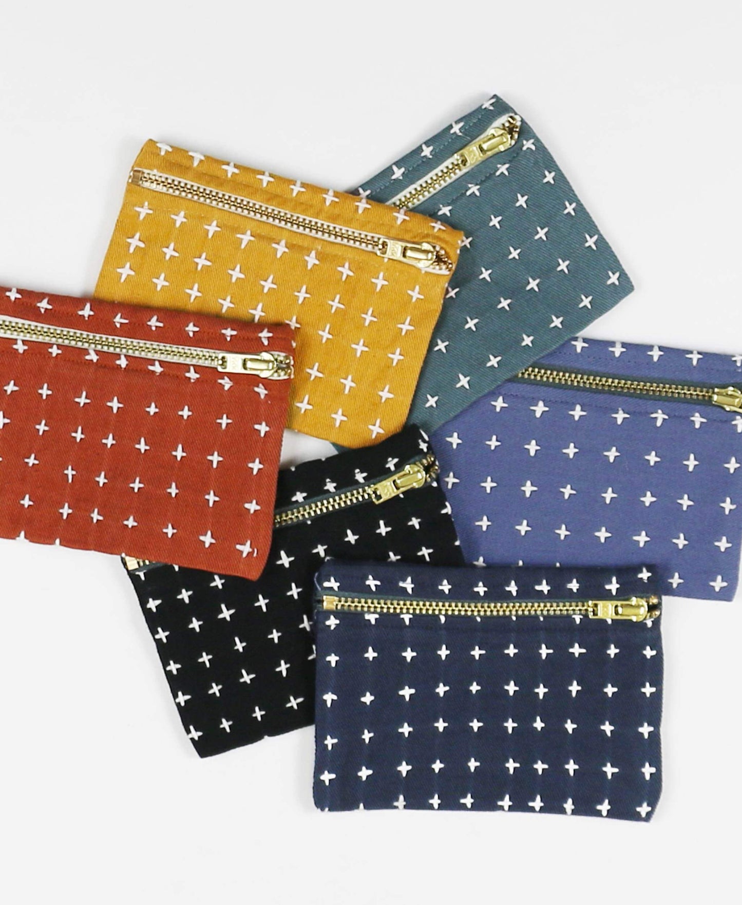 Navy Cross-Stitch Coin Purse