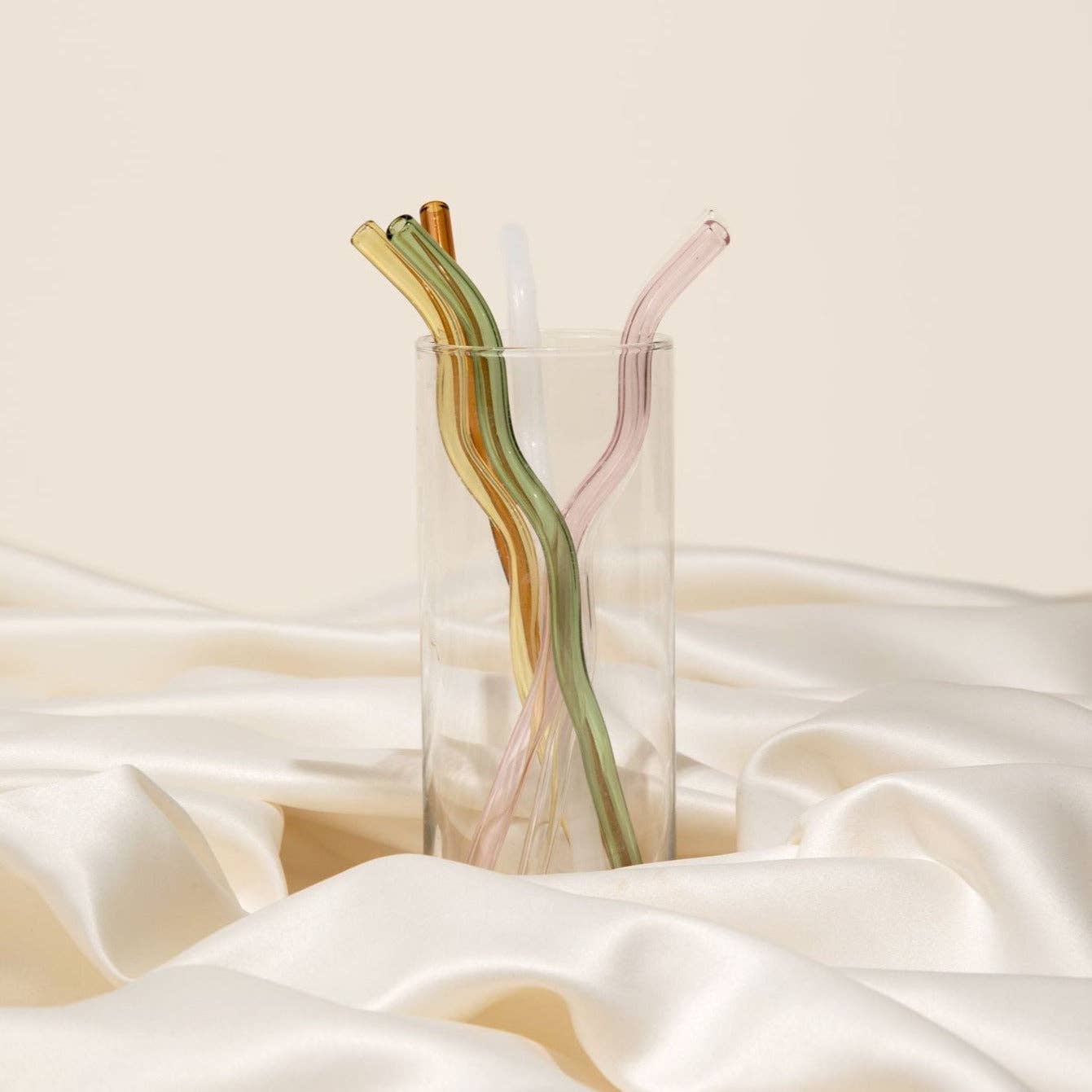 kessellate - Wavy Glass Straws: Green