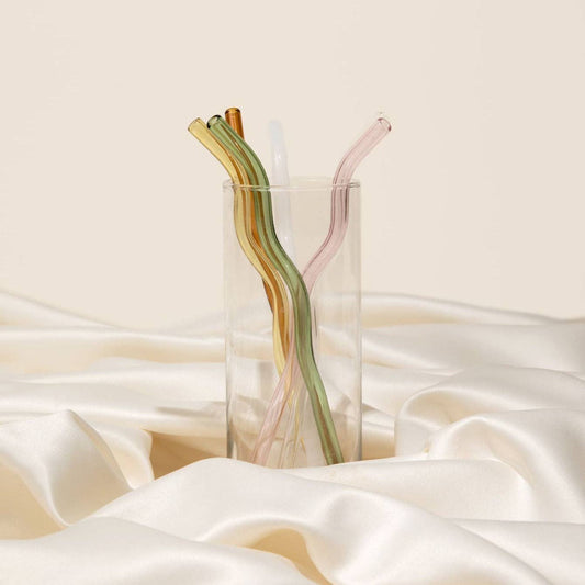 kessellate - Wavy Glass Straws: Light blue
