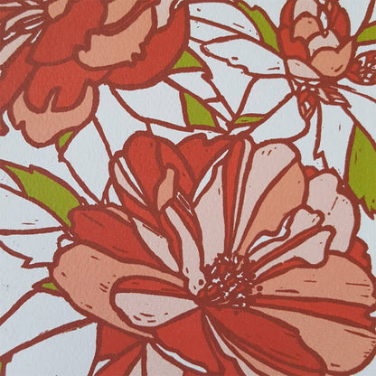 Red Floral Camellia Blank Greeting Card