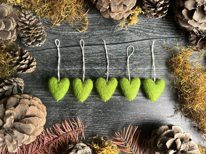 Felted Wool Mini Heart Ornament: Paintbrush Red