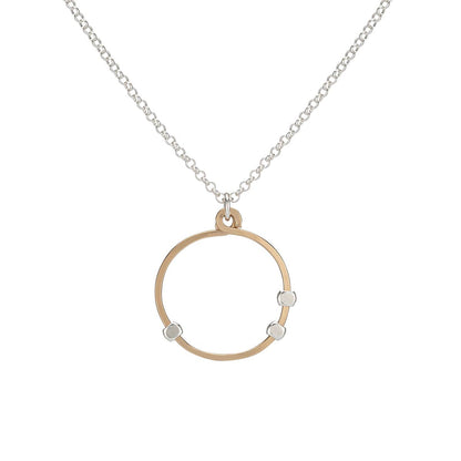 Cosmos Mini Gold & Silver Circle Pendant Necklace STARS: Sterling Silver / 18"