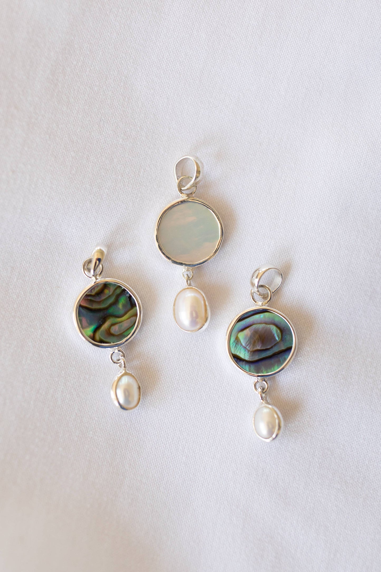 Shell & Pearl Necklace (Handmade): Abalone Shell