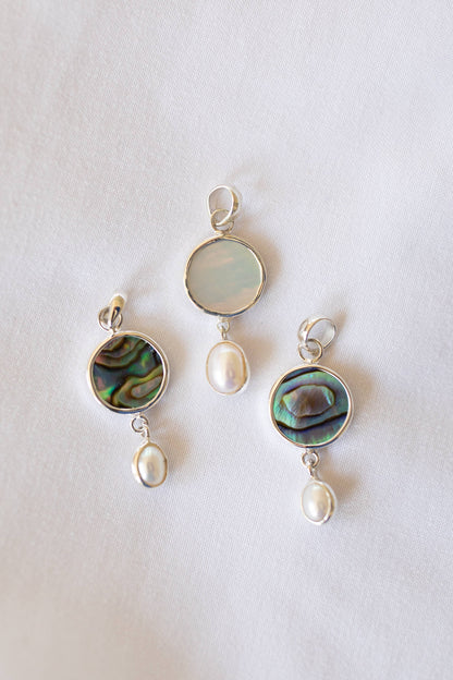 Shell & Pearl Necklace (Handmade): Abalone Shell