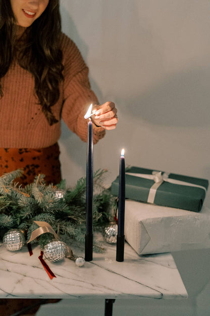 Midnight Blue | Dipped Beeswax Taper Candles | All Natural: 10 Inch