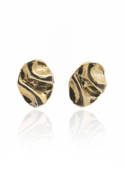 Perdido Folded Gold Stud Earrings