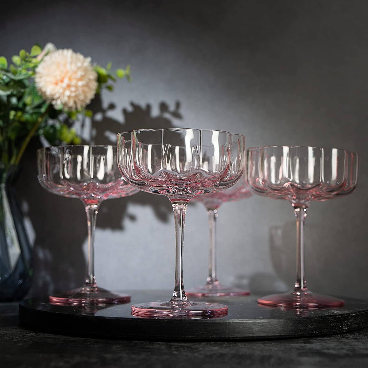 Pink Flower Champagne & Cocktail Coupes