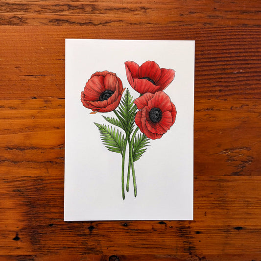 Red Poppies Greeting Card (Blank)