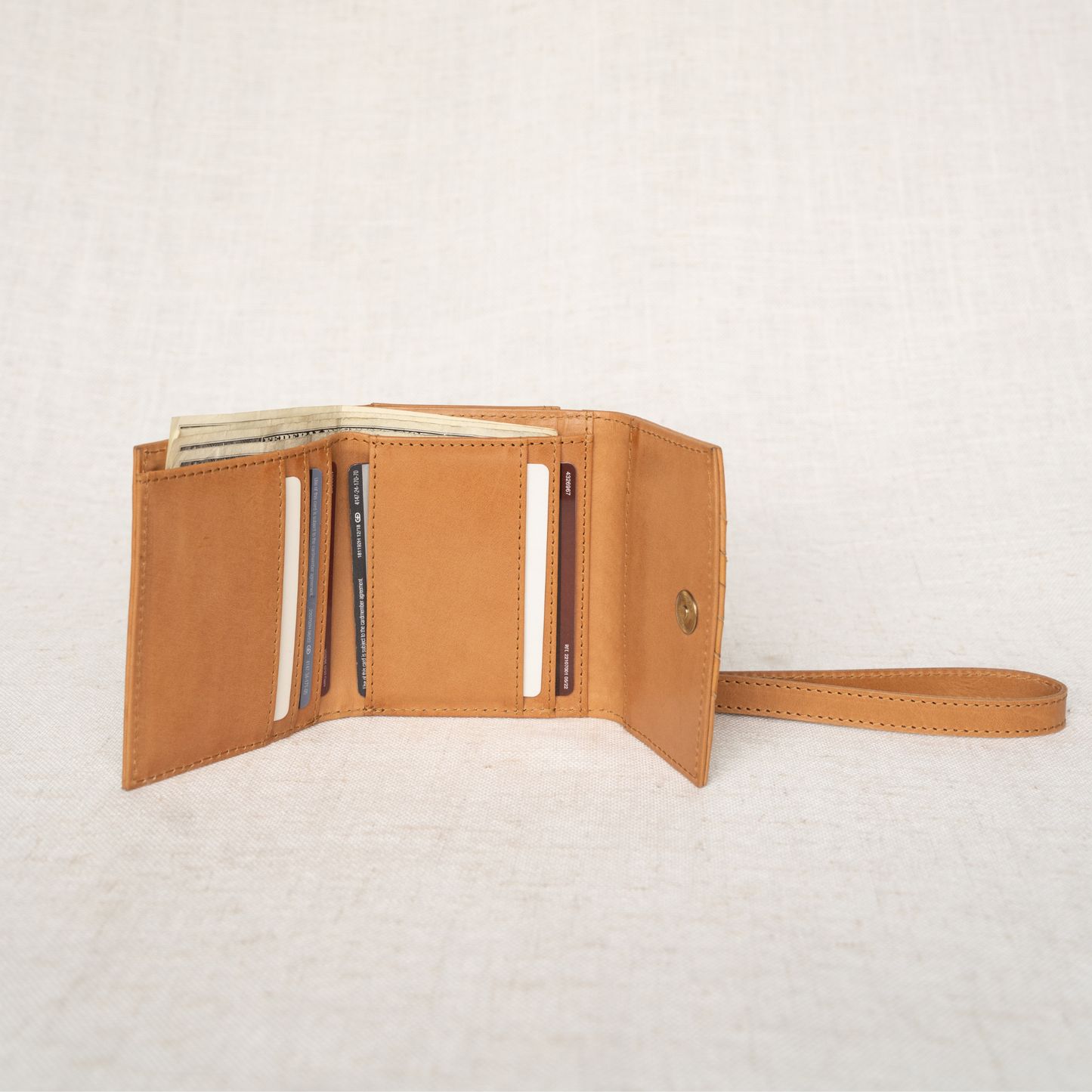 Woven Leather Wallet: Camel