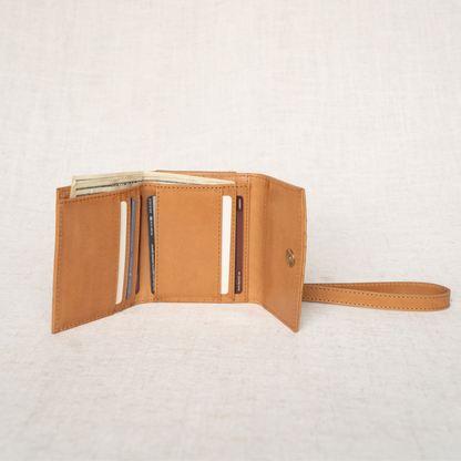 Woven Leather Wallet: Camel