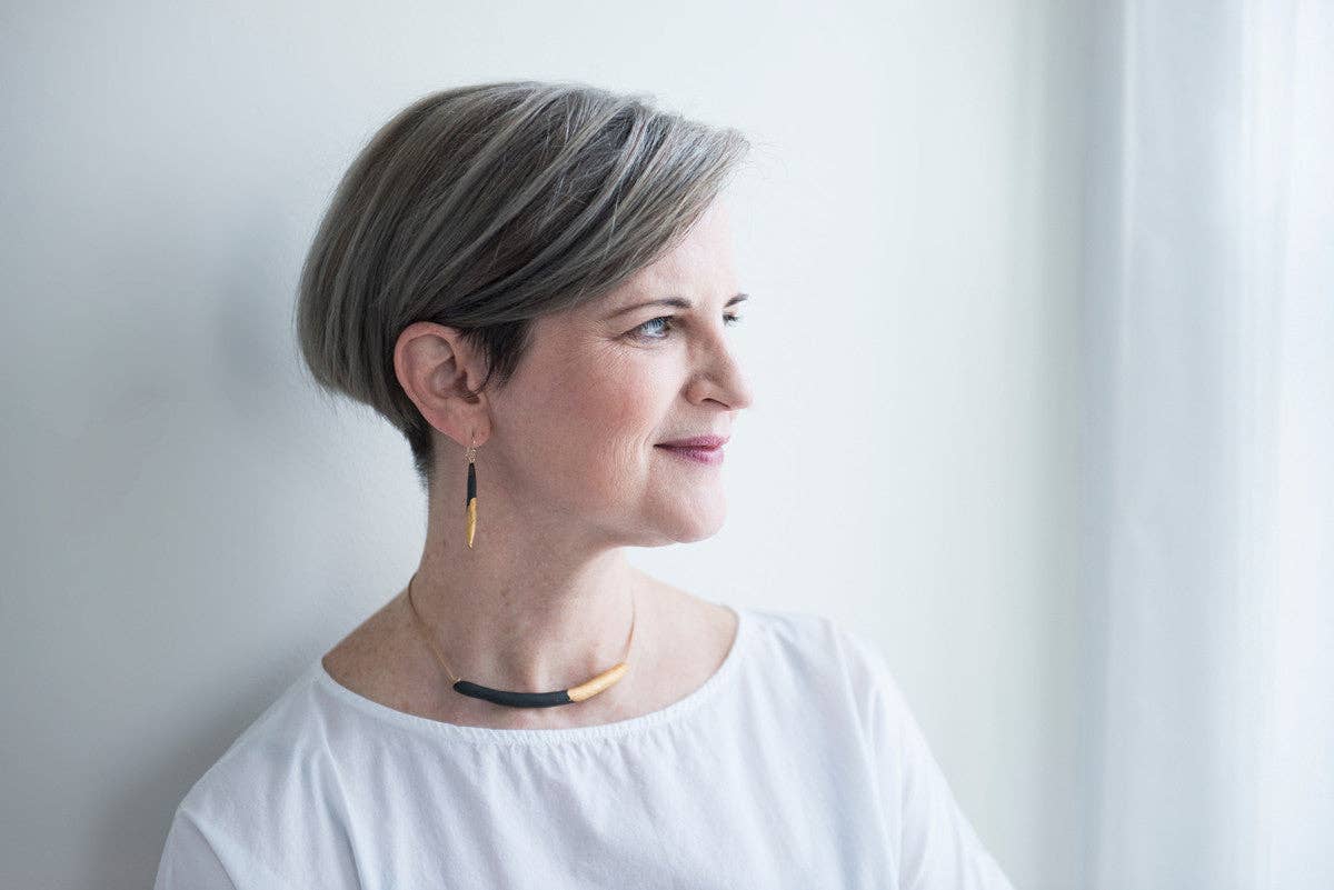 Curve Necklace: White Porcelain/Leather Cord