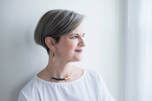 Curve Necklace: White Porcelain/Leather Cord