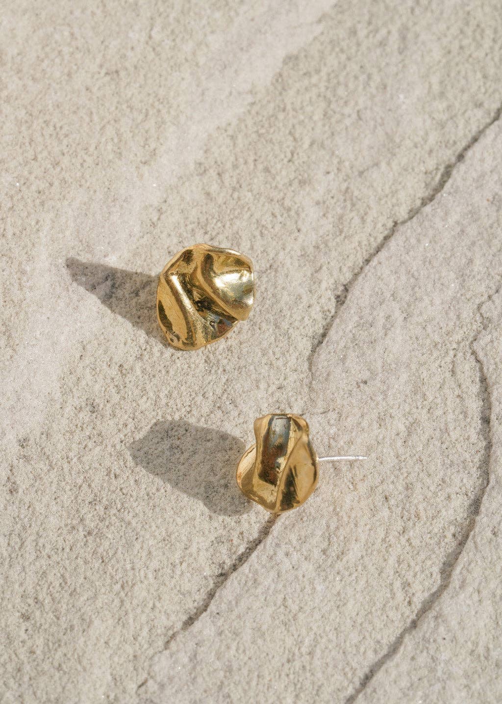 Perdido Folded Gold Stud Earrings